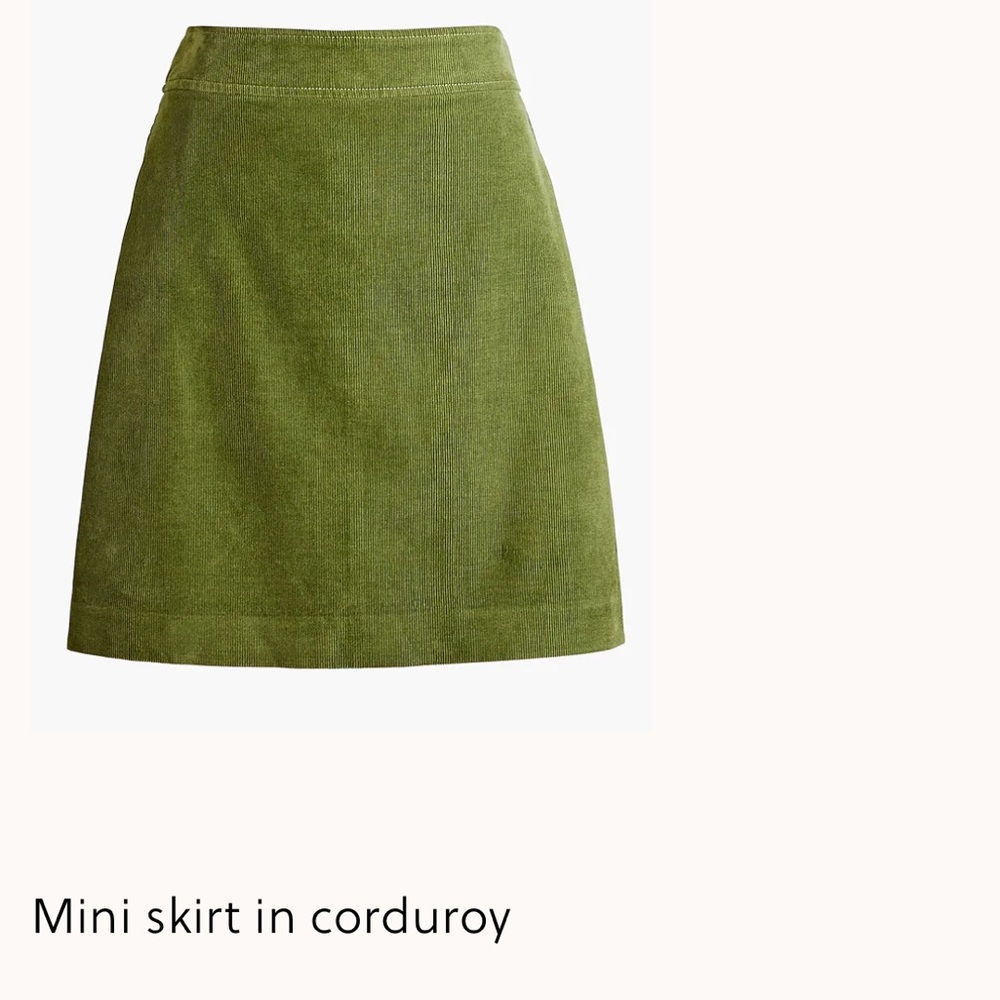 J Crew Green Corduroy Mini Skirt